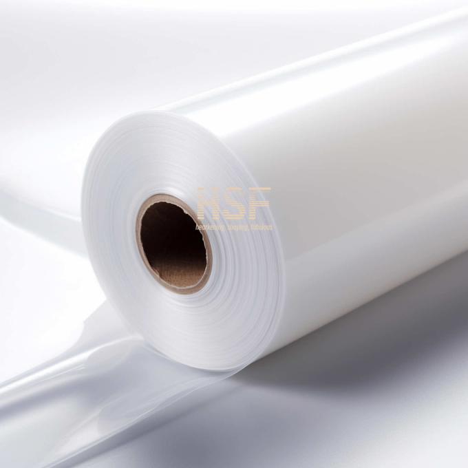 Close-up view of 50Î¼m translucent LDPE film material and texture