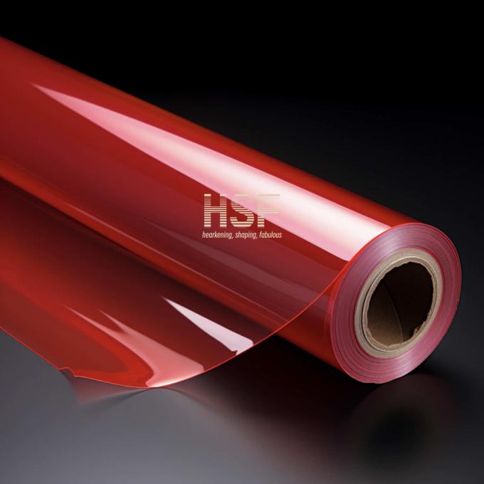 Close-up view of 36μm Translucent Red PET Release Film demonstrating material clarity and surface characteristics