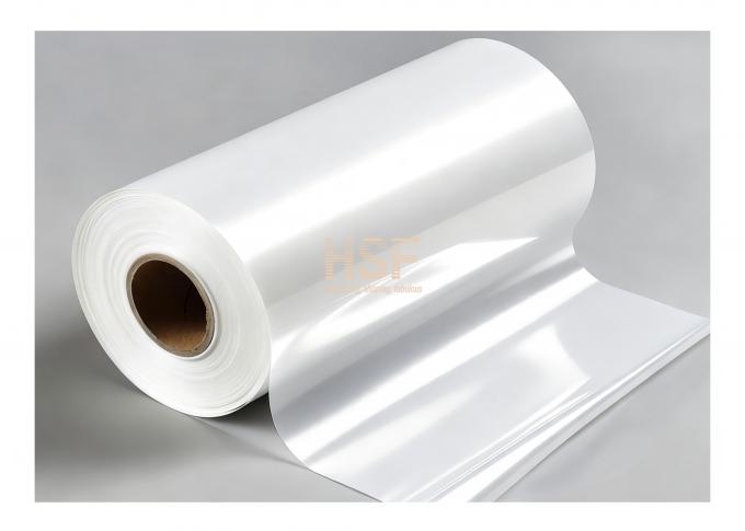 Close-up view of 80Î¼m White CPE Film demonstrating thickness consistency and material quality